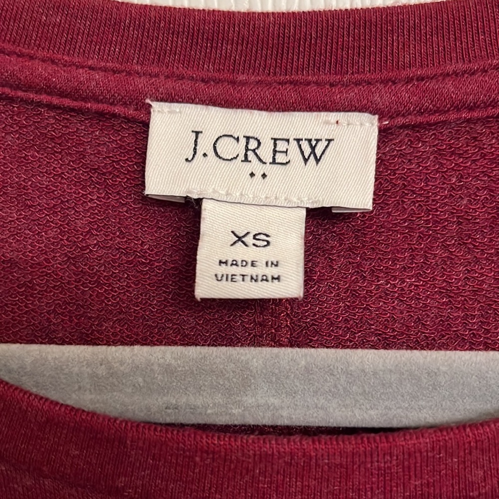 J. Crew Red Long Sleeve Crew Neck T-shirt Curved Bottom Hem Modal-blend Size XS - Picture 6 of 7